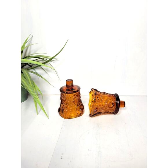 2 Vintage Votive Cups, Homco Amber Daisy Flower, Sconce Candle Holders Peg Style - Picture 5 of 5